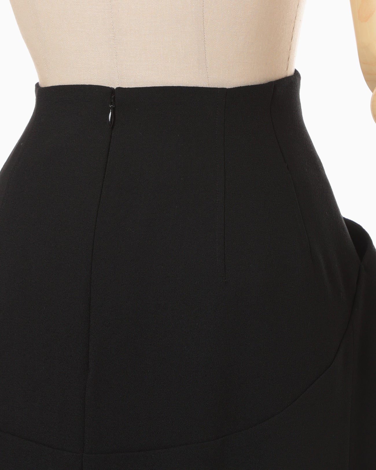 Wool Georgette High Waisted Skirt - black