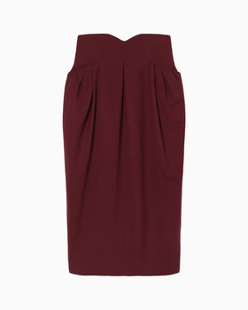 Wool Georgette High Waisted Skirt - bordeaux