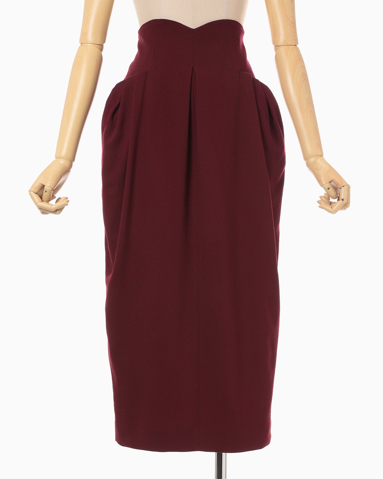 Wool Georgette High Waisted Skirt - bordeaux