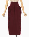 Wool Georgette High Waisted Skirt - bordeaux