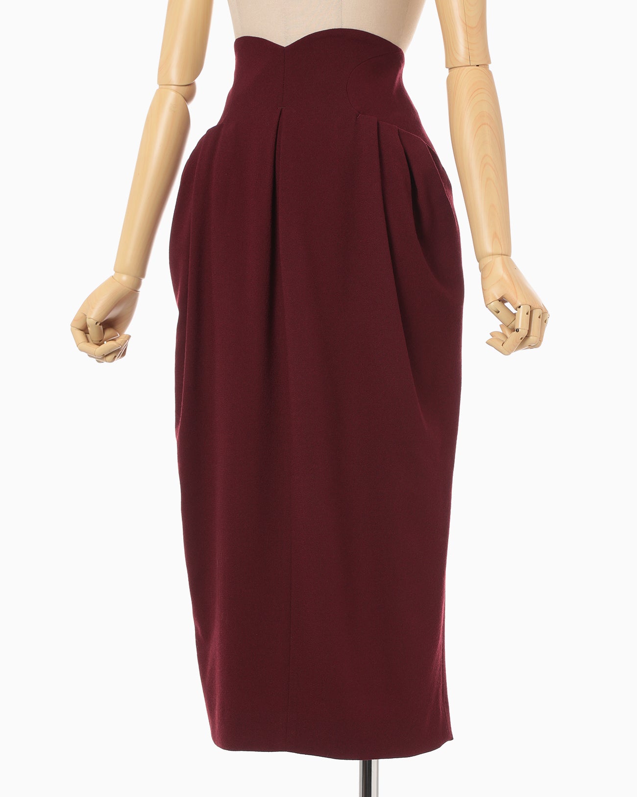 Wool Georgette High Waisted Skirt - bordeaux