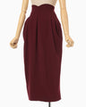 Wool Georgette High Waisted Skirt - bordeaux