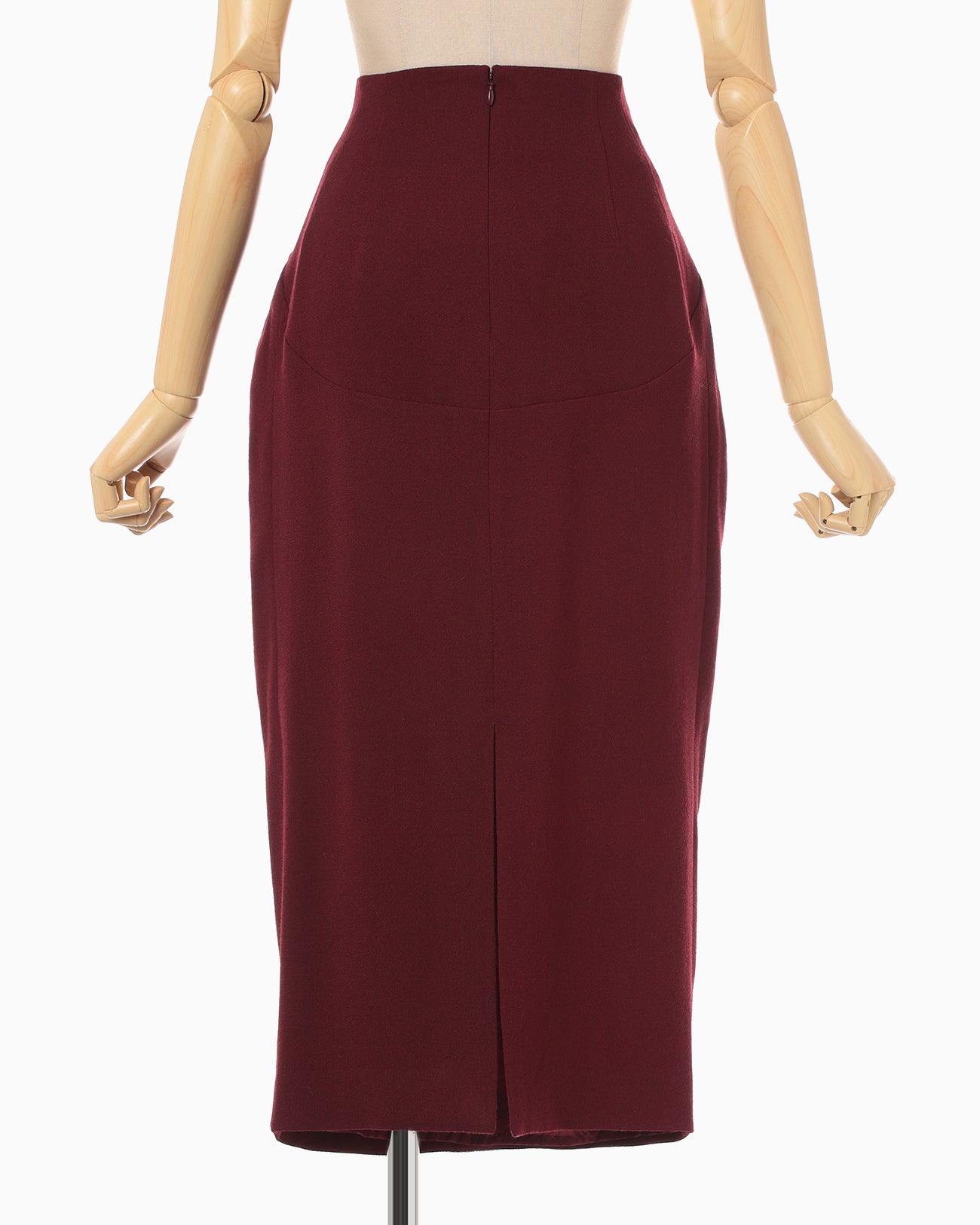 Wool Georgette High Waisted Skirt - bordeaux