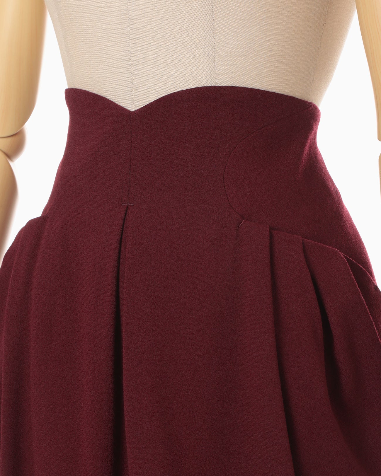 Wool Georgette High Waisted Skirt - bordeaux