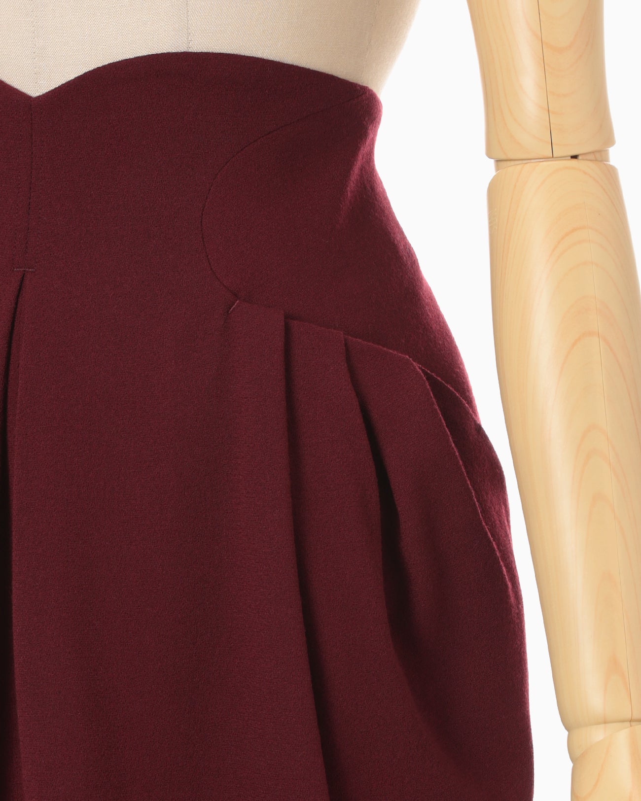 Wool Georgette High Waisted Skirt - bordeaux