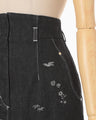 Nature Pattern Jacquard Denim Skirt - black