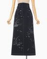 Nature Pattern Jacquard Denim Skirt - blue