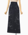 Nature Pattern Jacquard Denim Skirt - blue