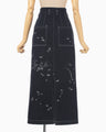 Nature Pattern Jacquard Denim Skirt - blue
