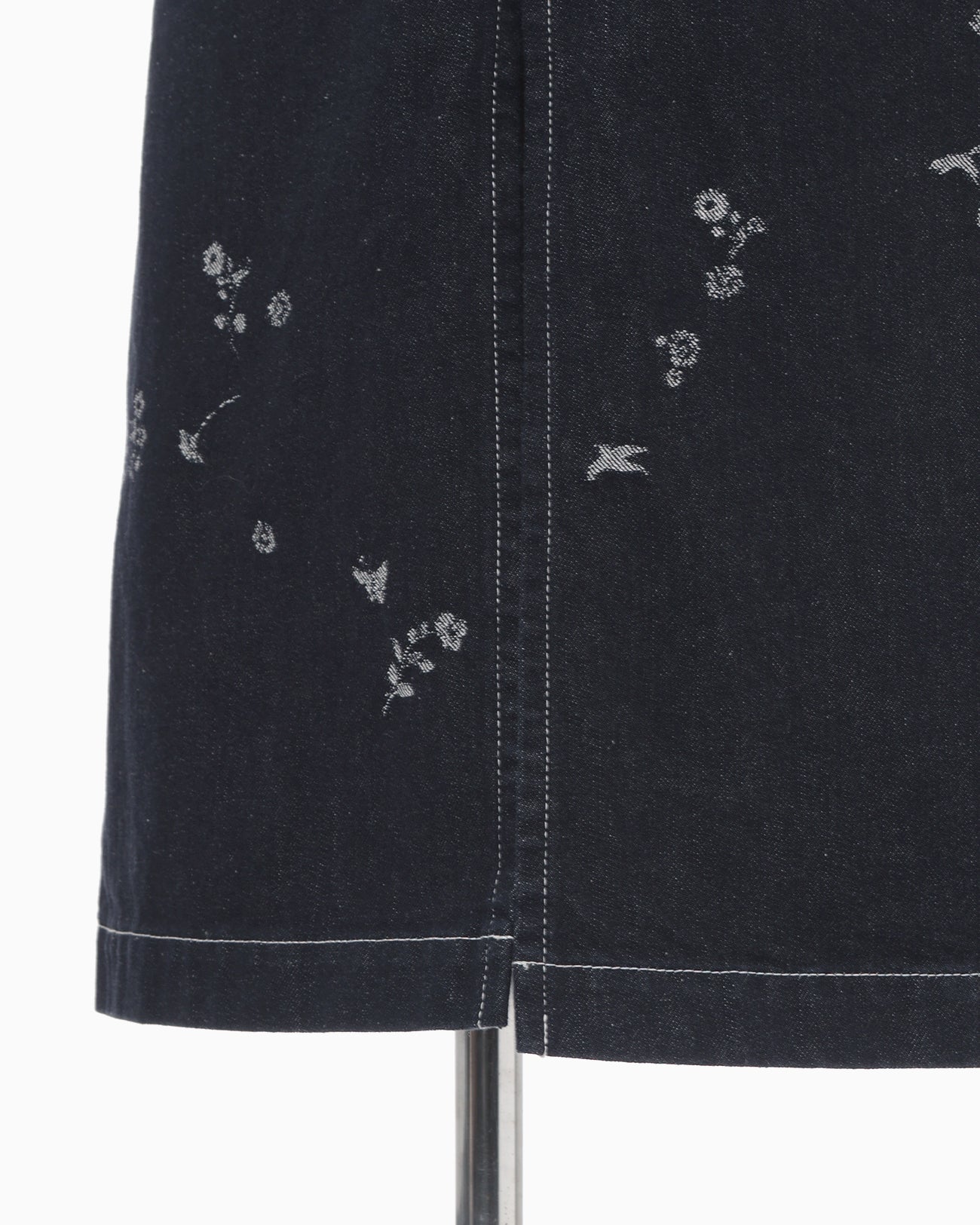 Nature Pattern Jacquard Denim Skirt - blue