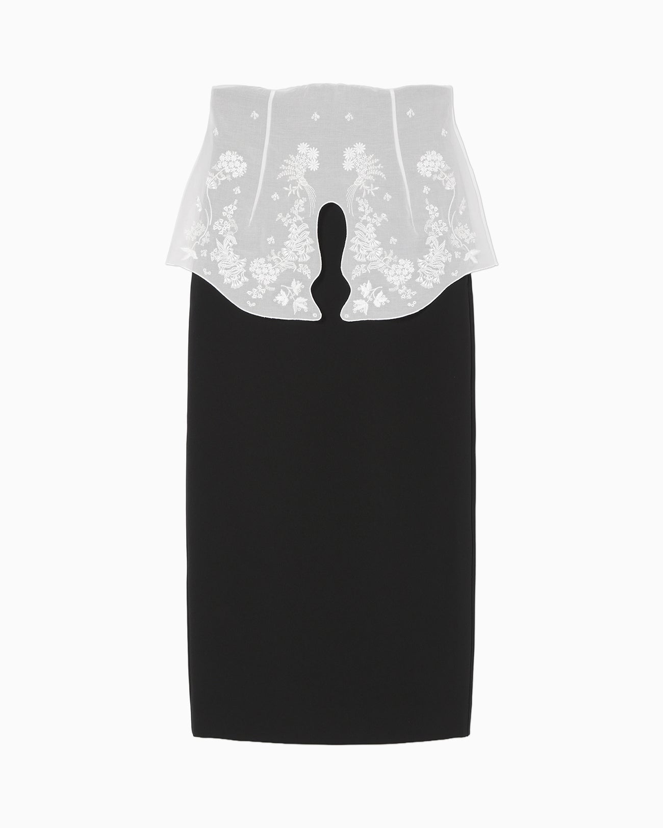 Triacetate Georgette Embroidery Peplum Skirt - black