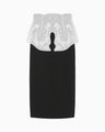 Triacetate Georgette Embroidery Peplum Skirt - black
