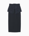 Triacetate Georgette Embroidery Peplum Skirt - navy