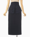Triacetate Georgette Embroidery Peplum Skirt - navy