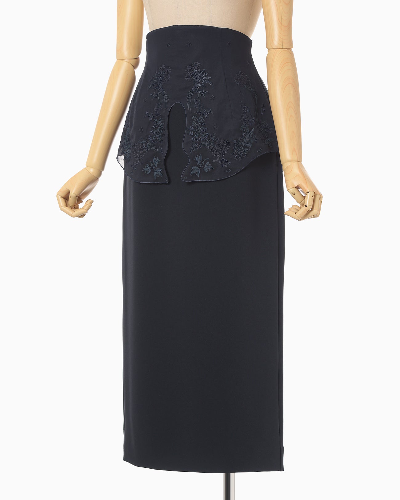 杏子様　〜専用〜 Triacetate Georgette Embroidery Peplum Skirt - black - Mame