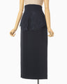 Triacetate Georgette Embroidery Peplum Skirt - navy