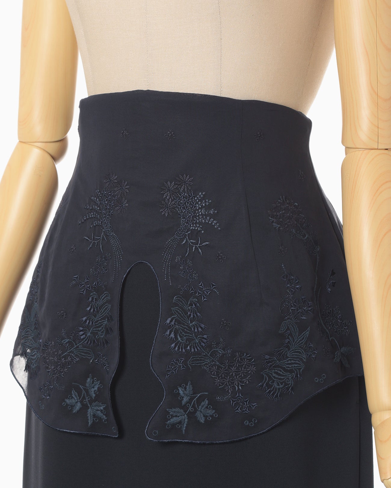 Triacetate Georgette Embroidery Peplum Skirt - navy - Mame Kurogouchi