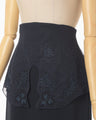 Triacetate Georgette Embroidery Peplum Skirt - navy