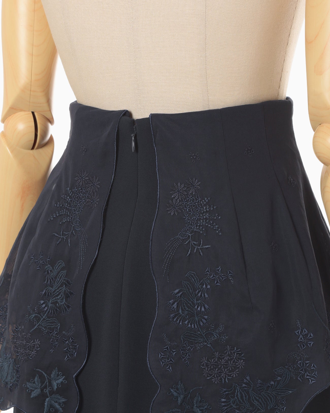 Triacetate Georgette Embroidery Peplum Skirt - navy - Mame Kurogouchi