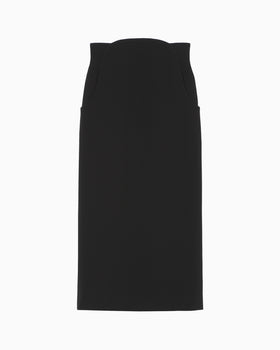Acetate Polyester High Waisted Skirt - black