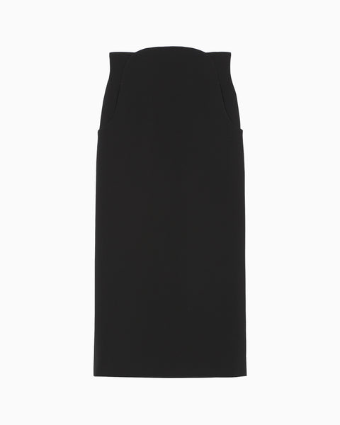 Acetate Polyester High Waisted Skirt - black