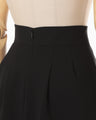 Acetate Polyester High Waisted Skirt - black
