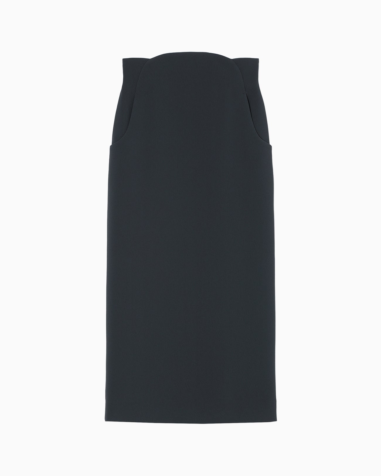 Acetate Polyester High Waisted Skirt - navy