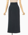 Acetate Polyester High Waisted Skirt - navy