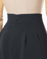 Acetate Polyester High Waisted Skirt - navy