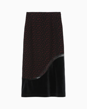 Cupro Triacetate Floral Jacquard Skirt - black × black