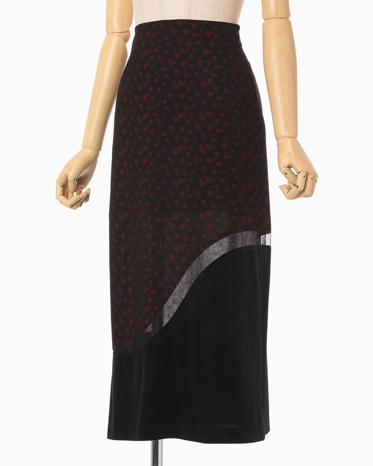 Cupro Triacetate Floral Jacquard Skirt - black × black