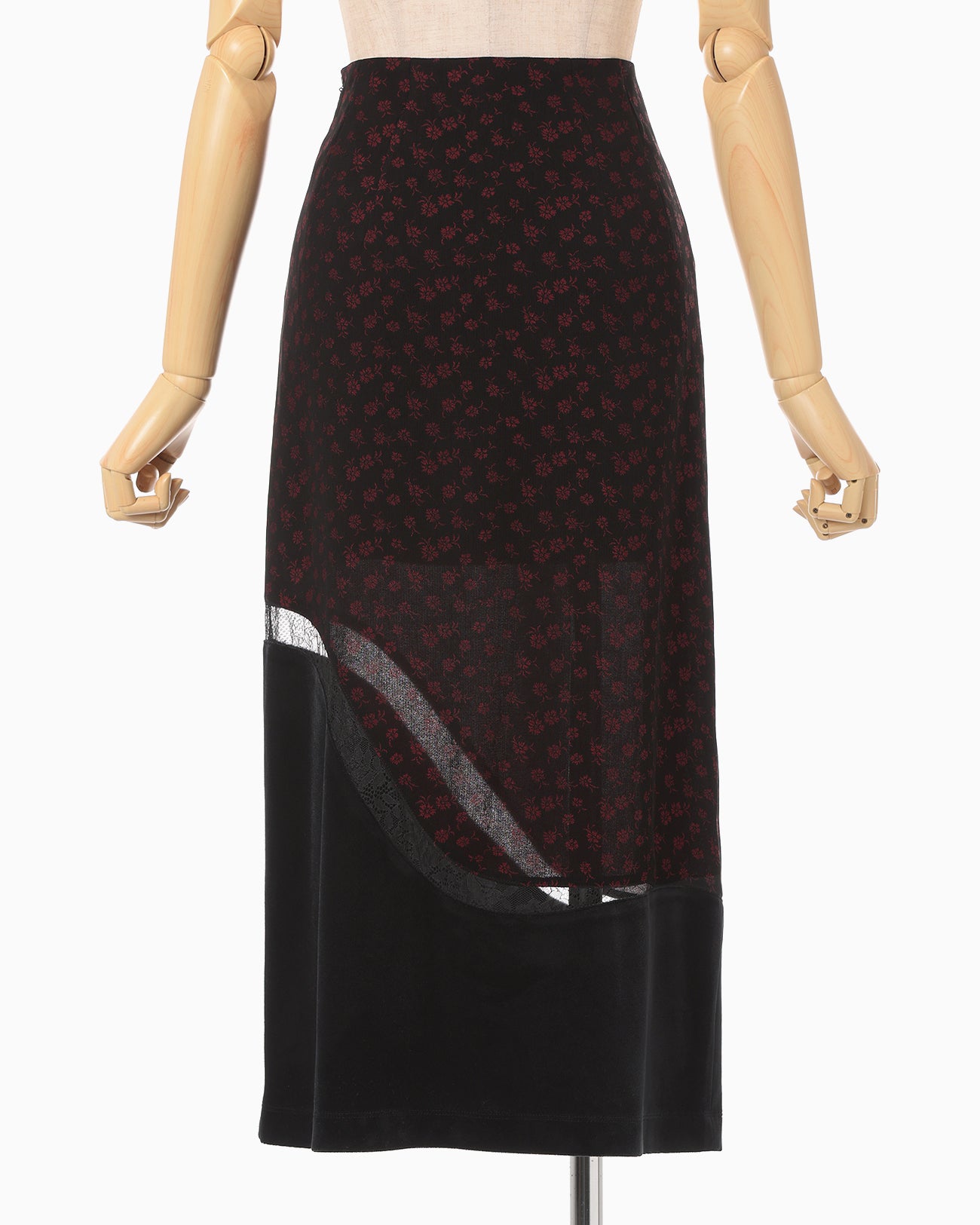 Cupro Triacetate Floral Jacquard Skirt - black × black