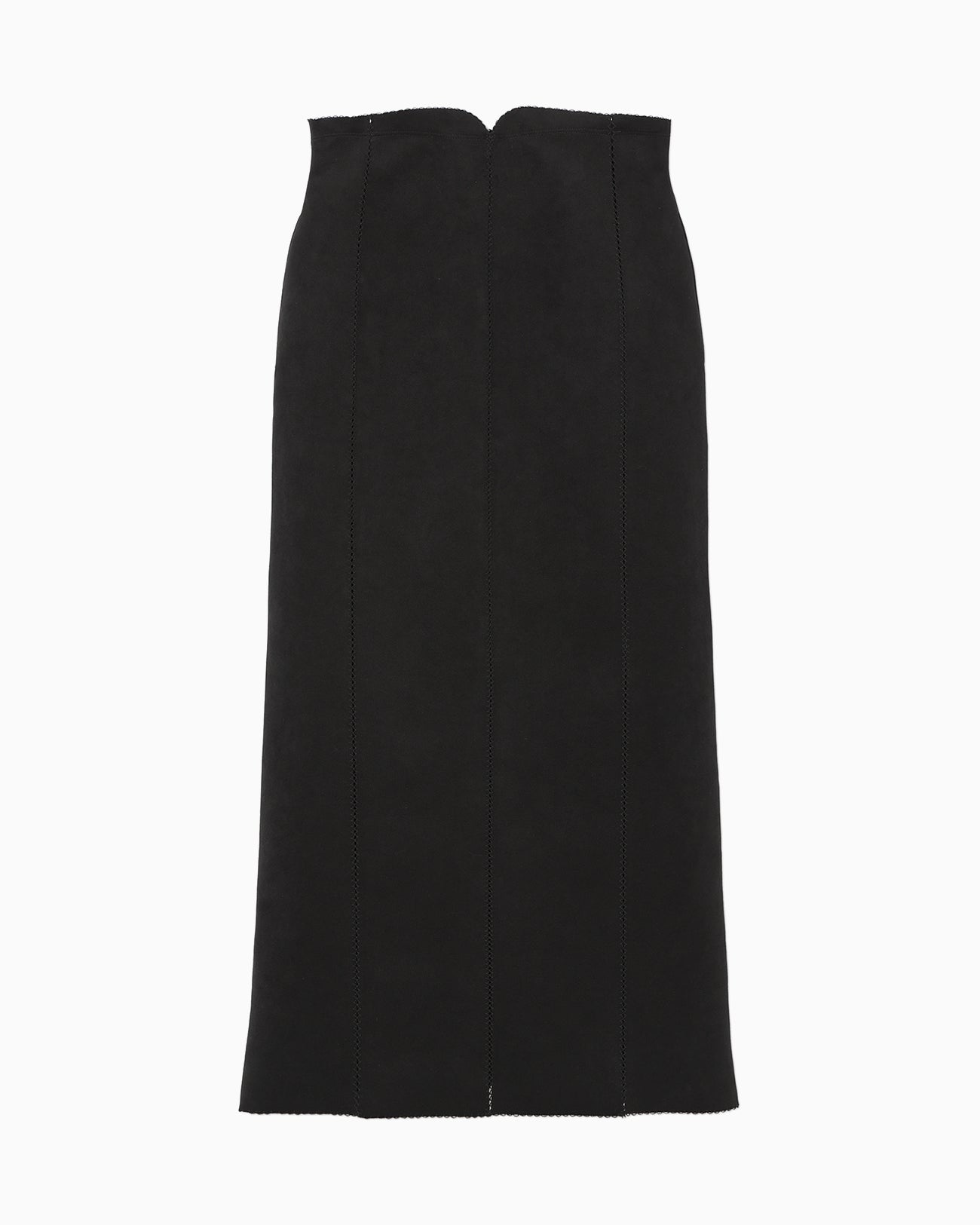 Synthetic Leather Fancy Ftitch High Waisted Skirt - black × black