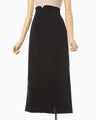Synthetic Leather Fancy Ftitch High Waisted Skirt - black × black