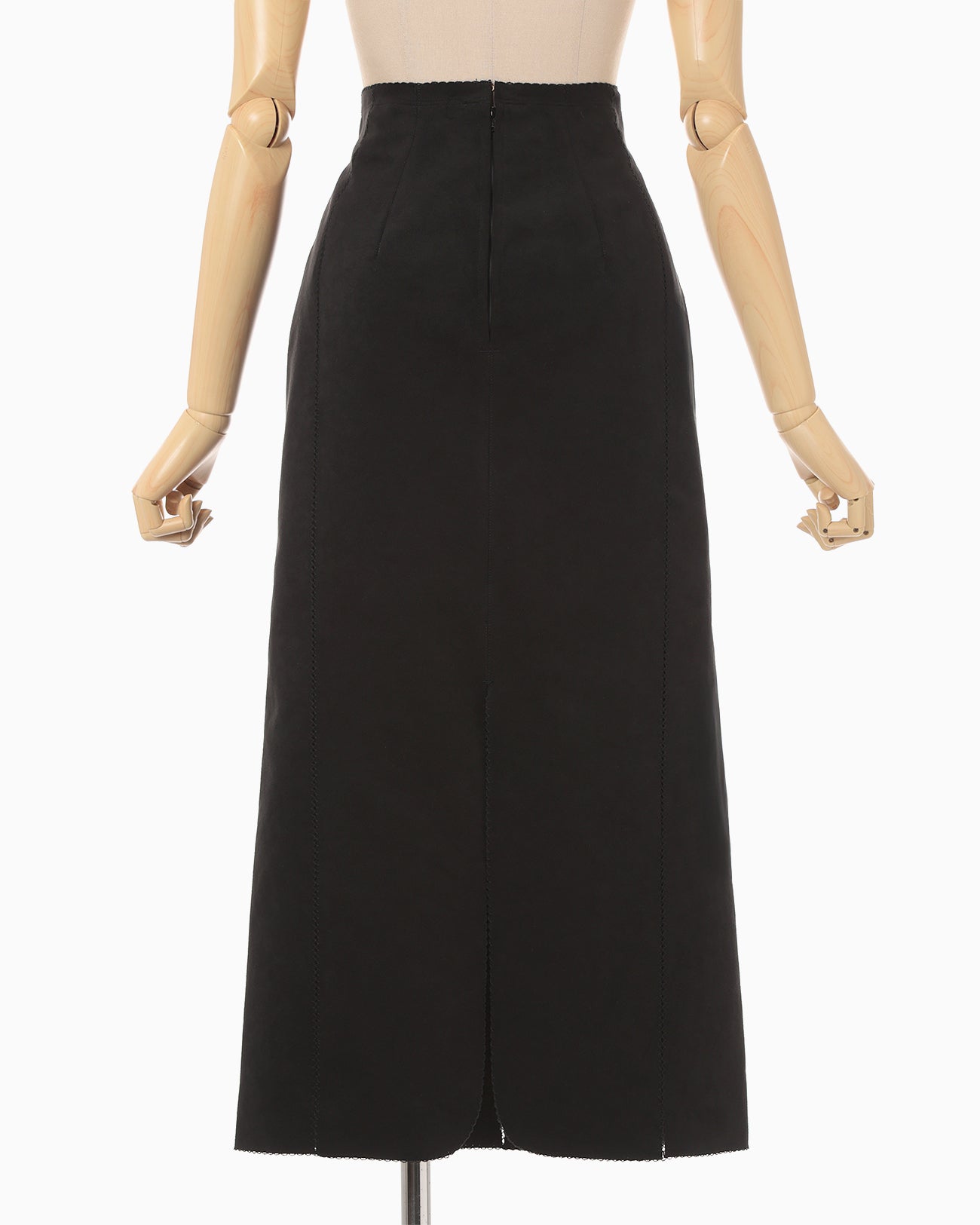 Synthetic Leather Fancy Ftitch High Waisted Skirt - black × black