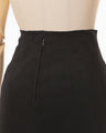 Synthetic Leather Fancy Ftitch High Waisted Skirt - black × black