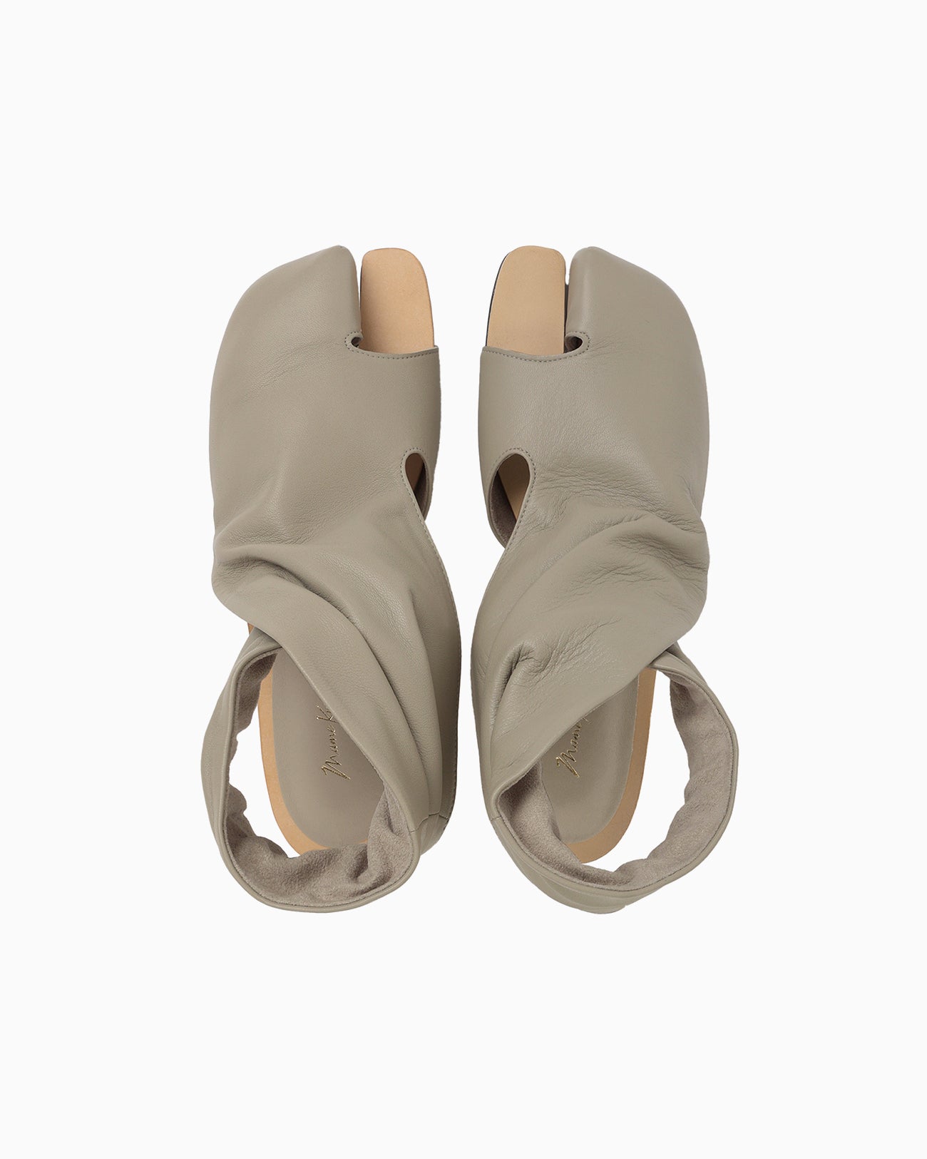 Sheep Leather Tabi Sandals - beige