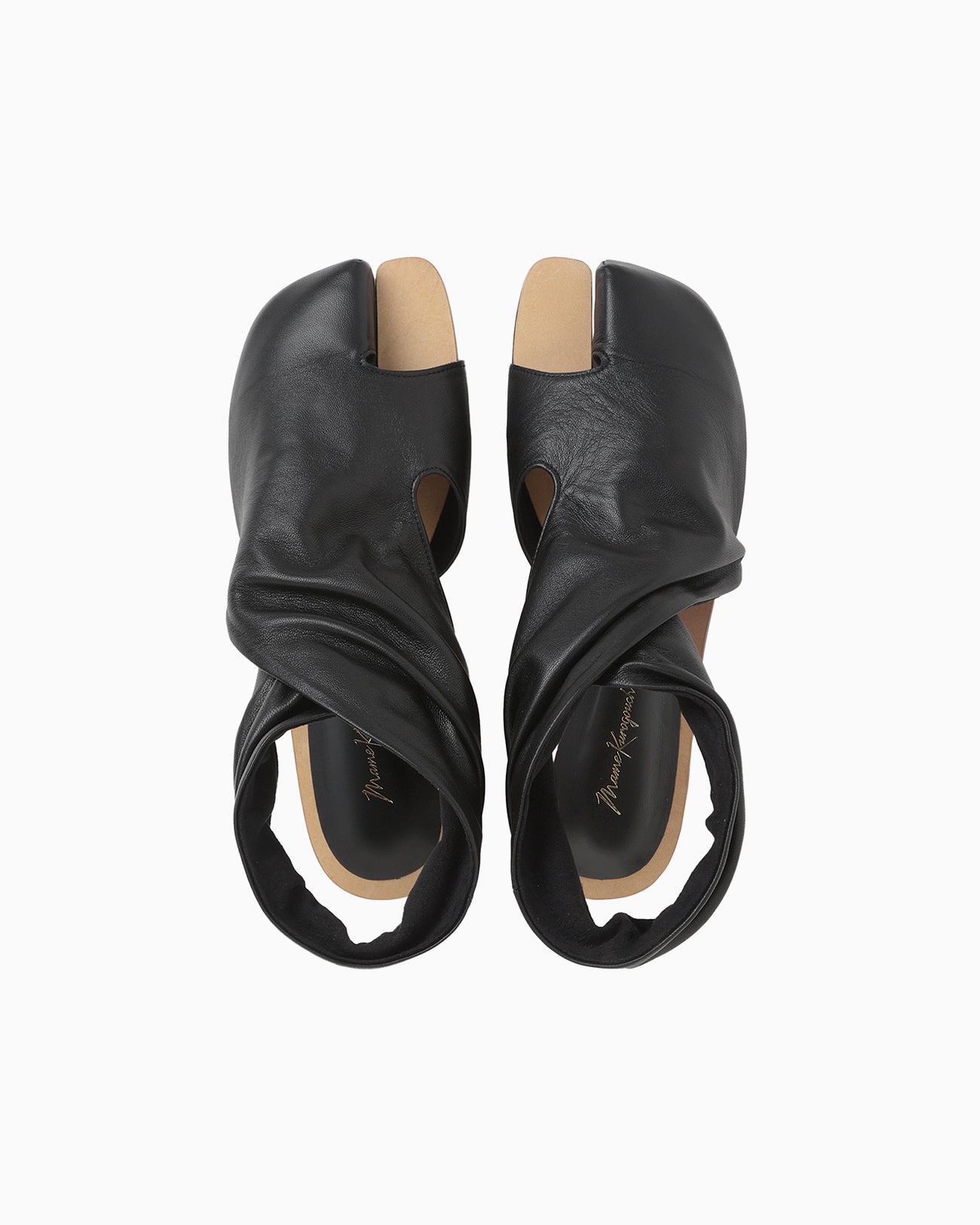Sheep Leather Tabi Sandals - black - Mame Kurogouchi