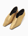 Curved Line Low Heel Metallic Babouche Shoes - gold