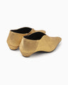 Curved Line Low Heel Metallic Babouche Shoes - gold