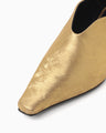 Curved Line Low Heel Metallic Babouche Shoes - gold