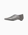 Curved Line Low Heel Metallic Babouche Shoes - silver