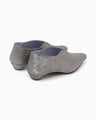 Curved Line Low Heel Metallic Babouche Shoes - silver