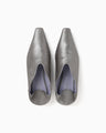 Curved Line Low Heel Metallic Babouche Shoes - silver