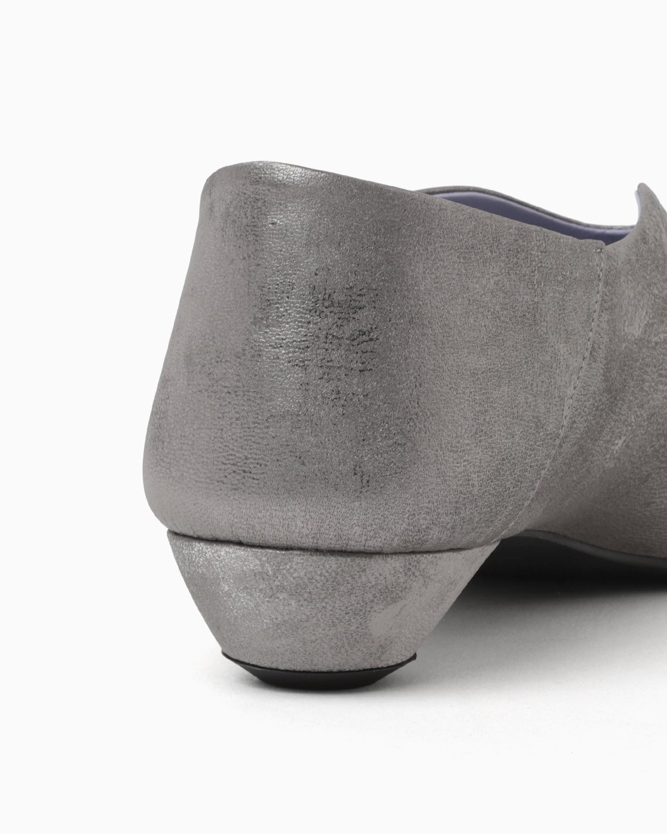 Curved Line Low Heel Metallic Babouche Shoes - silver