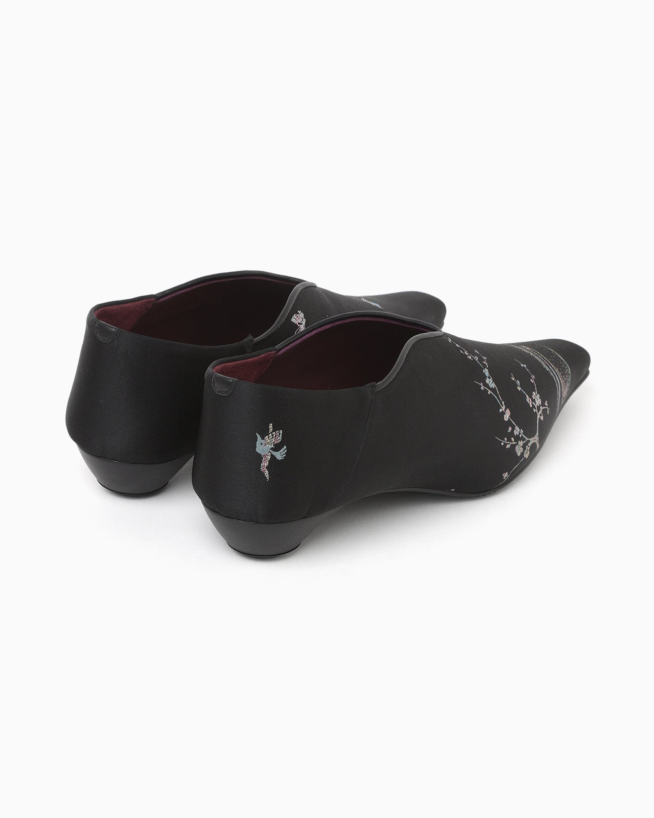 Curved Line Low Heel Nature Pattern Babouche Shoes - black