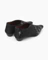 Curved Line Low Heel Nature Pattern Babouche Shoes - black