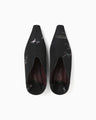 Curved Line Low Heel Nature Pattern Babouche Shoes - black