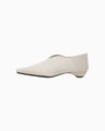 Curved Line Low Heel Nature Pattern Babouche Shoes - ecru