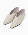 Curved Line Low Heel Nature Pattern Babouche Shoes - ecru